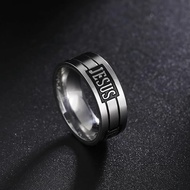 Cincin Tulisan Jesus Dua Garis - Cincin Ukiran Tulisan Jesus List 2 Garis - Jesus Letter Ring - Jesu