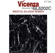 Granit 60x60 Vicenza hitam marmer corak putih Kw1 1.44 m2