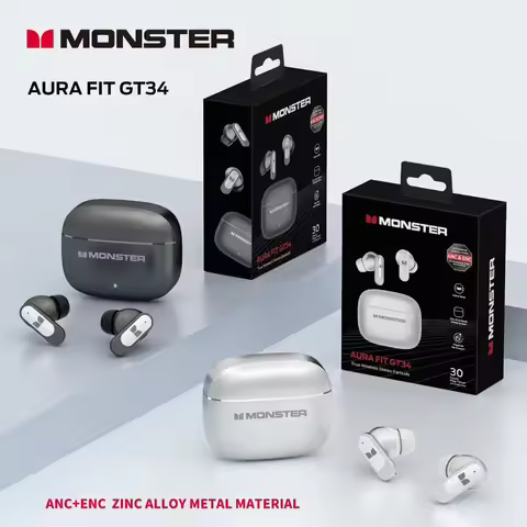 Monster GT34 TWS Bluetooth Earphone Wireless Active Noise Cancelling Headphones Stereo Sound Gaming 