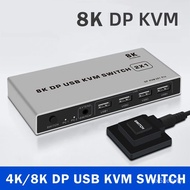 Dual-port 2 Port Displayport KVM Switch 8K@60Hz B DP Switch KVM DP Switcher B KVM 4K@144hz Support Moe&amp;Keyboad Share