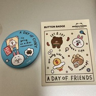 包郵 LINE FRIENDS A DAG OF CONY button badge brown sally 熊大  兔仔 襟章