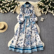 KATUN CHICMORE | Dress LongWanita | French Style ELEGAN & Retro | Tied Waist | BEAUTIFUL MOTIFS | Co