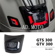 Motorcycle LED Tail Brake Light Red Smoke Lens Rear License Lamp Daytime Running Signal For Vespa GT