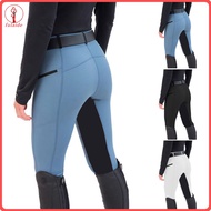 fulaide High Waist Punk Style Good Elasticity Ninth Length Riding Pants Splicing Color Exercise Eque