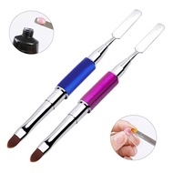2Pcs 2 IN 1 Dual-Ended Nail Art Brush Stainless Steel Gel Nail Brush Tool for Acrylic Nails Extension UV Gel Nails Brush Artist Brushes Tools