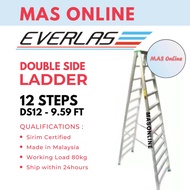 Everlas Tangga Lipat Aluminium Double Sided Ladder 12 Steps Strongman Heavy Duty Step Ladder 楼梯 家用梯子