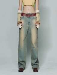 Vividvibe.co - Vintage washed jeans กางเกงยีนฟอกสีทรงกระบอกตรง