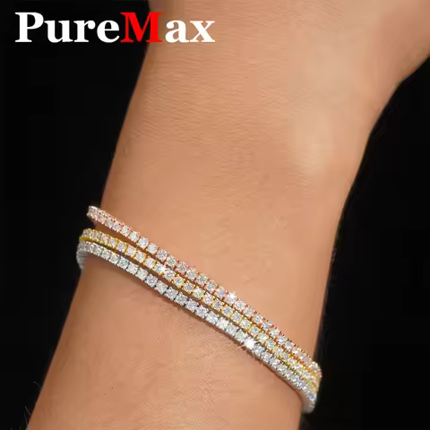 New 2&3&4mm Moisssanite Tennis Bracelet Original 925 Sterling Silver Jewelry Moisssanite Diamond Ten