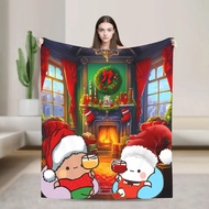 Bubu และ Dudu สุขสันต์วันคริสต์มาสต้นคริสต์มาสซานตาผ้าห่มตกแต่งแบบฟลันเนลสำหรับโซฟา เก้าอี้ เตียง ผ้