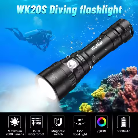Wurkkos WK20S Professional Diving Flashlight 18650 illuminated lamp 2000LM SST40 LED Camping IPX8 Su