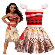 Mqatz trẻ em cosplay vaiana công chúa Moana Đầm hóa trang Vòng cổ tóc giả cô gái bữa tiệc Halloween