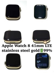 【 面交or貨到付👌】 Apple Watch 8 41mm LTE 不鏽鋼金🔋99%