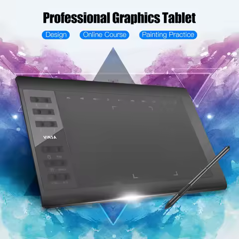 10x6" Professional Graphics Drawing Tablet 12 Express Keys 8192 Levels Battery-Free Stylus/8pcs Nibs