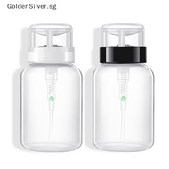 GoldenSilver Nail Polish Remover Bottle UV Gel Press Bottle Nail Art Clean Empty Pump Liquid .