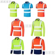 Reflective Clothing Luminous Fluorescent Jacket Overalls Quick-Drying Lapel Long-Sleeved Constructio