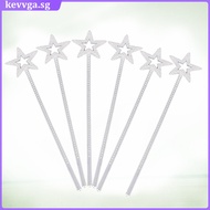 🎉 Set of 6 Silver-Plated Pentagram Wands for Childrens Party Fun Crafted from Safe Plastic