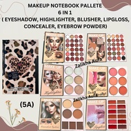 Palet solekan 6in1, Makeup book pallete, 79 colour, buku pallete, eyeshadow, highlighter, blusher, c