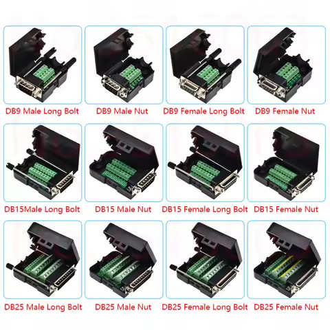 DB9/VGA15/DB15/DB25 Pin Male/Female Plug Serial Port Connector To Terminal Adapter Shell D-Sub RS232