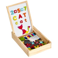 Wooden Magnetic Letters and Numbers with Board: ABC Alphabet Learning Puzzle & Car Game for Road Tri