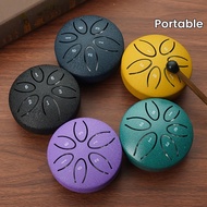 3-Inch Mini Portable Steel Tongue Drum - 6-Tone Carbon Steel Hollow Handheld Percussion Instrument F