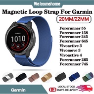 Magnetic Metal Strap For Garmin Vivoactive 3/4 Stainless Steel  Wristband Forerunner 255 645 245 745 965 Bracelet band