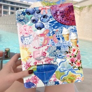 Refreshing Blue Juice Sexy Lip Print Pink Planet Pattern Tablet Protective Case, Compatible With IPa