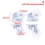 ruyifang 4pcs Wheel Castor White PP Nylon flat base Universal Swivel Casters Furniture Dual Roller Wheel For Platform Trolley Chair