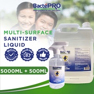 Bactepro Multi Surface Sanitizer 75% Alcohol - 5000ml FREE 500ml Sanitizer Spray Surface Cleaner Pem