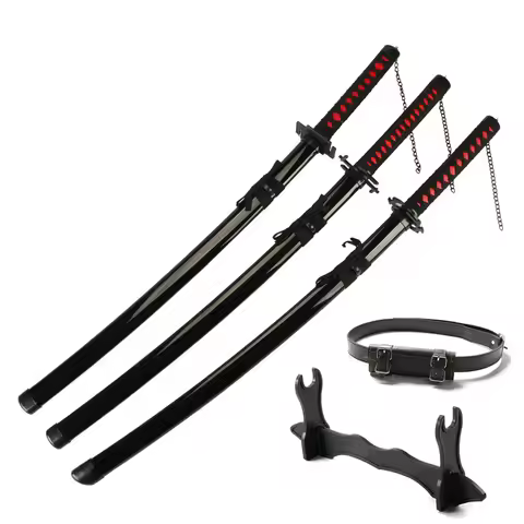 41 inch Kurosaki Ichigo Katana Black Wood Blade Zangetsu Decorative High Quality Cosplay Prop with S