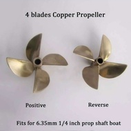 6717 4 blades Copper Propeller For RC Racing O Boat Rc Gasoline Boat Positive/Reverse Half Submerged Propeller CW CCW