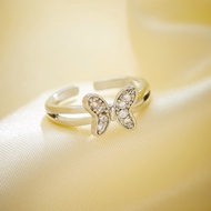 Hyl Jewelry 39J Cincin Titanium Anak Anak Emas Perempuan Laki Laki Insial Kupu Gambar Love Anti Kara