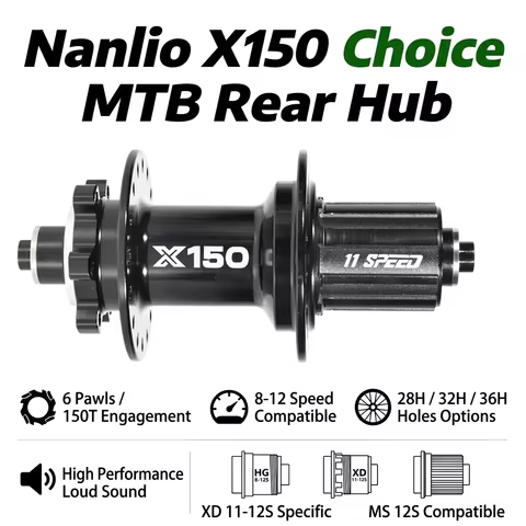 Nanlio X150 MTB Rear Hub 150 Engagement 6 Pawls Aluminum Alloy Bicycle Sealed Bearing Hub HG MS XD 8