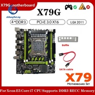 X79G Motherboard+ Cable+Bezel LGA2011 4XDDR3 RECC Slot M.2 NVME PCI-E X16 6XUSB2.0 SATA3.0 Server Ga