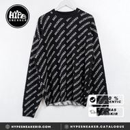 Sweater BALENCIAGA ALL OVER TEXT WHITE BLACK KNIT SWEATSHIRT 100% ORIGINAL