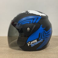 Helm Evo Venom Hitam Biru Doff Half Face Nouvo Helem SNI Helmet Dewasa Motif - bukan KYT INK GM NHK
