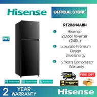 Hisense 240L/206L 2 Door Top Freezer  Fridge Peti sejuk  Inverter 5 STAR REFRIGERATOR (BLACK) RT286N