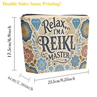 TEMU Makeup Bag 1pc, Relax I'm A Reiki Master Linen Cosmetic Bag With Zipper Closure, Large Capacity