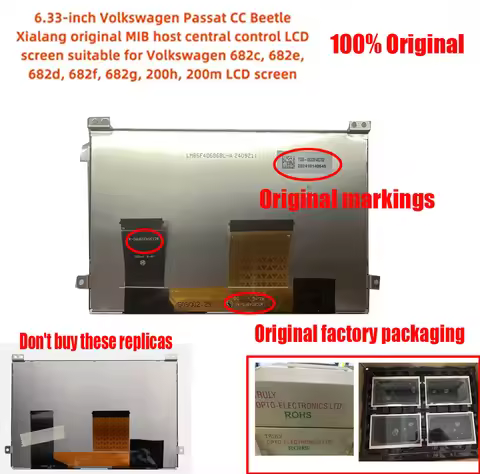 OEM 6.33 inch Central Control LCD Display Screen For VW Car MIB STD2 NAV 680 200 600 682G Radio TDO 