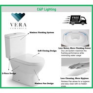 Vera Ceramica 2 Piece WC White Rimless Toilet Bowl C.057