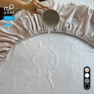 GONI CHILL Waterproof bed sheet in Beige color with elastic for mattresses 4-25cm high, sizes 1m x 2
