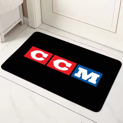 CCM Retro Ice Hockey Logo Non-slip Microfiber Doormat Durable Washable Floor Mat for Entrance Bathro