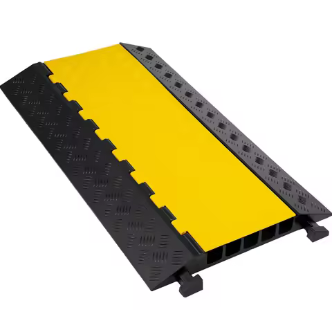 SucceBuy 5 Channel Cable Protectors Extreme Rubber Cable Ramps Traffic Speed Bumps Cable Protector (