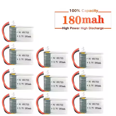1/3/5/10/20Pcs 3.7v 180mah 651723 LIPO Battery For JJRC H36 E010 E010C E011 E013 F36 NH010 Battery R