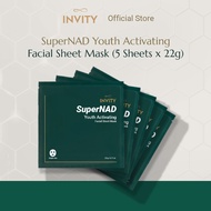 INVITY SuperNAD Youth Activating Facial Sheet Mask (5 Sheets x 22g) - Anti Aging, Facial Moisturizer