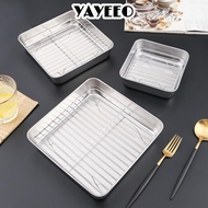 YAYEEO Baking Pan, 304 Stainless Steel Bakeware Tools BBQ Tray,  Non-stick Rectangle Cooling Rack Ov