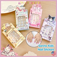 Payoe 12Pcs/set Sanrio Nail Stickers Kids Girl Fake Nails for Kids Nail Art Stickers Removable Child