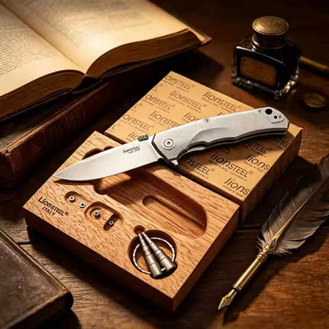 Lion Steel - Collector's Edition Hand-forged Knife, Made of M390 Steel, Titanium Alloy Handle, Minia