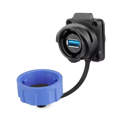 CNLINKO YM24 Waterproof IP68 Power Charging Data Connector Female Jacks RJ45/USB/HDMI2.0 Fiber Optic