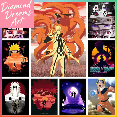 Frameless,Naruto Anime Diamond Painting Cross Stitch Kit 5D DIY Art Mosaic Embroidery Square Element