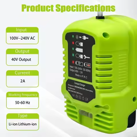 Power Tools Accessories for Greenworks 40V Lithium Battery Compact Mini Fast Charger 29482 29462 294